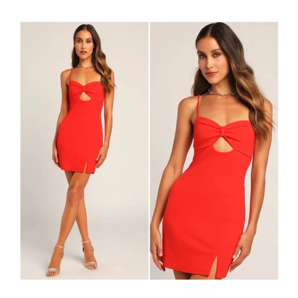 LULUS Red Cut Out Mini Dress - Picture 1 of 10